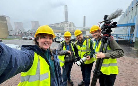 Video and photography team from Page One Nottingham on the last day of production at Ratcliffe Power Station.