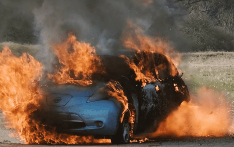 EV fire filmed by Nottingham Corporate video producers Page One.