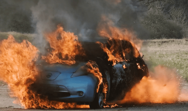 EV fire filmed by Nottingham Corporate video producers Page One