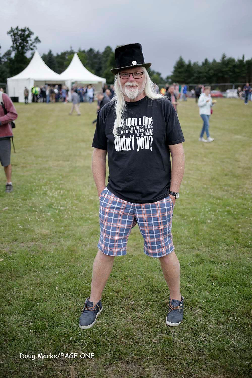 A Led Zeeplin fan posing for his portrait.